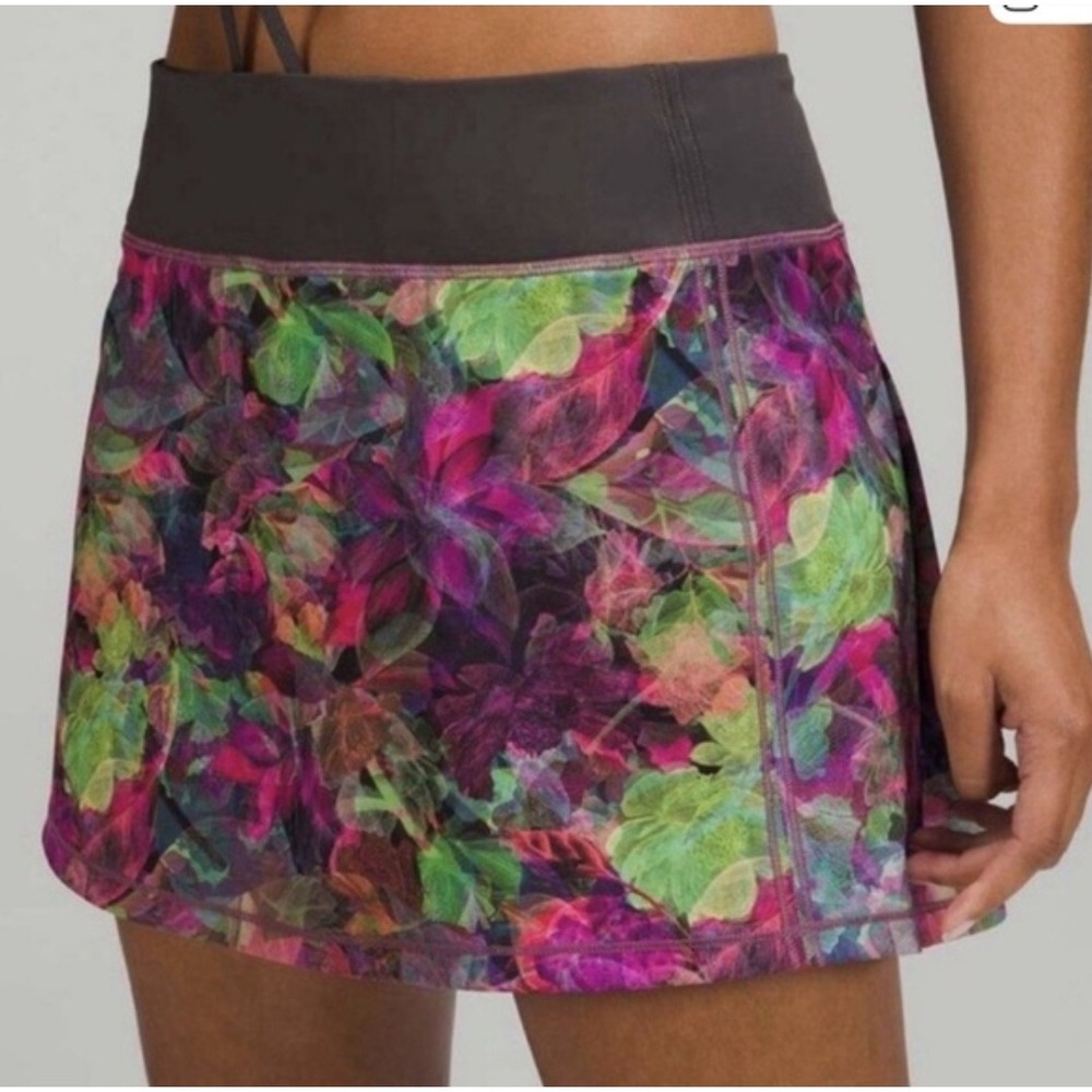 Lululemon Pace Rival Skort Multi Color Floral Print Grey Athletic Size 4